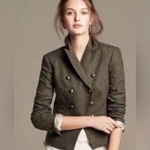 Banana Republic 6 Wool Silk Tweed Blazer Equestrian Military Double Breasted